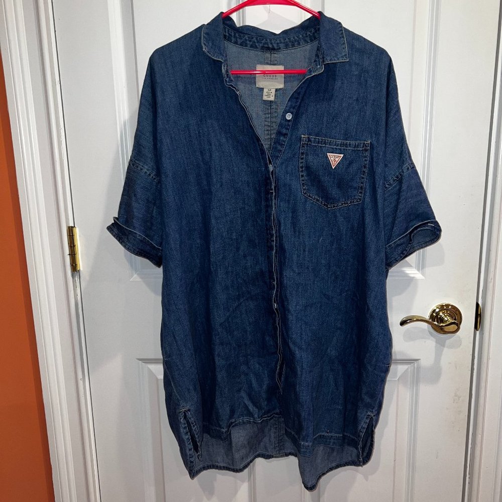 Guess Denim Short-sleeved Tunic Dress (small)